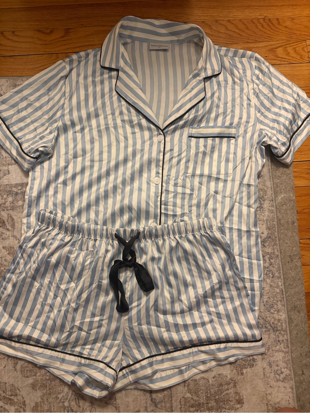 Light Blue Stripe Short Pajama Set